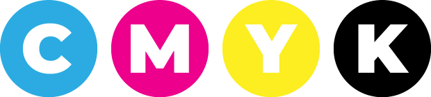 Graphic representation of the CMY colour model with cyan, magenta, and yellow circles, essential for understanding colour mixing in printing.